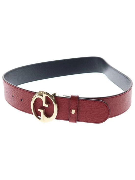 Gucci GG Buckle Reversible Leather Belt Gold Black
